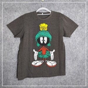 VTG Looney Tunes Men Shirt M Gray Marvin The Martin Graphic Short Sleeve Cartoon